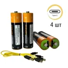 Батарейки AA акумуляторні Znter з роз'ємом USB Type-C на 1.5V/3000mWh - 4 ШТ.