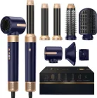 Стайлер UKLISS WT-626 7-в-1, Фен-щітка та мультистайлер для укладання, завивки та випрямлення волосся, 1400 Вт, Королівський синій