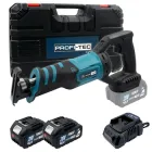 Акумуляторна шабельна пила PROFI-TEC BJR2028BL 20V, 28мм, 0-3300об\хв) (2 х PT2040MP (4.0Аг), зарядний пристрій BC20V, кейс) (006493)