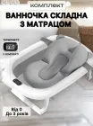 Ванночка дитяча складна з матрациком для купання, з термометром, та зливом, для новороджених та немовлят