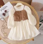 Дитяче плаття зі шкіряним жилетом 110 см бежева