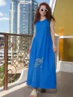Сукня максі з вишивкою «Літній настрій» INNOE 270189-2, р. 52 Синій
