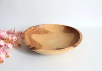 Миска для салатів та фруктів з ясена ручної роботи, діаметр 30 см, висота 7 см, світла (1472)