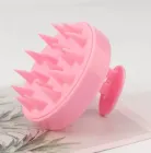 Силіконова кругла щітка для миття волосся та масажу голови з ручкою 8х6.7 см, рожевий (108062666)