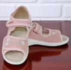 Текстильні відкриті босоніжки для дівчинки ортопедичні Waldi Єва нова Квіточка рожеві біла підошва 29(устілка 18,7см)