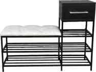 Банкетка для взуття Metalzavod Атланта-1R 100 см велюр Світло-сірий/Чорний 6-5-9005 (ATL-1R-100-VLR6-5-9005)