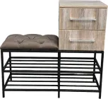 Банкетка для взуття Metalzavod Каліфорнія-1R 80 см велюр Сіро-коричневий/Дуб платиновий 5-2-9005 (CF-1R-80-VLR5-2-9005)