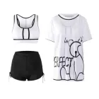 Жіночий купальник-трійка у корейському стилі, білий, XL (10591)