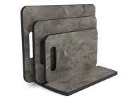 Комплект обробних дощок для нарізки продуктів 3 шт з підставкою, з компакт-плити Камінь Метал антрацит