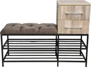 Банкетка для взуття Metalzavod Каліфорнія-1R 100 см велюр Сіро-коричневий/дуб платиновий 5-2-9005 (CF-1R-100-VLR5-2-9005)