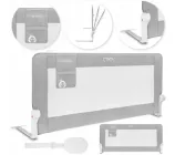 Захисна бар’єрка для ліжка MoMi LEXI PLUS XL Білий з сірим 66×150 см бортик на ліжко, захисний бар’єр для дітей, бортик для немовляти, бар’єр безпеки, дитячий бортик, захист від падіння, огорожа для ліжка, захист для сну