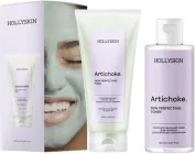 Набір Охолоджувальна ліфтинг маска 250 г + Охолоджувальний тонер для обличчя 150 мл проти набряків Hollyskin Artichoke. Skin Perfecting