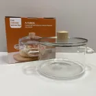 Каструля скляна зі скляною кришкою 1,8 л 16 см A-Plus 1057