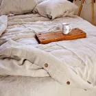 Комплект постільної білизни з натурального льону беж Сімейний на гудзиках