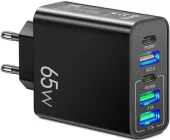 Мережевий зарядний пристрій PD 65W швидка зарядка Quick Charge 3.0 USB Type-C блок быстрой зарядки для Apple iPhone iPad Samsung Xiaomi юсб адаптер живлення для айфона телефона планшета Чорний LEXEGO F102-B