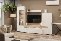 Гостиная стенка комплект Соренто 2.6 м Сокме белый/дуб сонома (ЛДСП)
