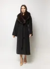 Жіноче утеплене довге пальто з хутром Каталея O`zona Milano 54 Чорний