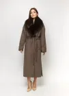 Жіноче утеплене довге пальто з хутром Каталея O`zona Milano 54 Коричневе
