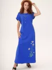 Довга сукня із льону з вишивкою "Ромашки" INNOE 270184-2, р. 48-50 Синій