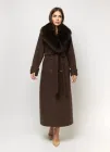 Жіноче класичне утеплене пальто з хутром Марсель 58 O`zona Milano Шоколадний