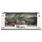 Набір тварин Q 9899 C-4 Дикі тварини Сімʼя Бегемотів, 5 елементів, 3 фігурки тварин, аксесуари, в коробці