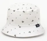 Детская летняя панама муслиновая для девочек 3-4 года ОГ 50 см хлопковая тонкая лёгкая белая с сердечками Д815