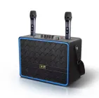 Портативна бездротова Bluetooth колонка акустика VIP JT-8802 з RGB-підсвічуванням та 2-ма мікрофонами з ременем через плече караоке | 4800mAh, 80W, BT/AUX/TF/TWS | Чорний