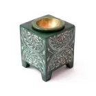 Аромалампа кам'яна квадратна Зелена на ніжках