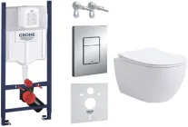 Інсталяція Grohe Rapid SL 38840000 (3873200A) з панеллю змиву Skate Cosmopolitan 38732000 + унітаз Devit Do It Rimless 4010511 Vortex Flush з сидінням Soft Close дюропласт