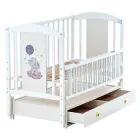Ліжечко дитяче лілі "Слоник" (1) шарнір-підшипник з відкидною боковиною+шухляда, (слонова кістка)