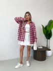 Жіноча фланелева сорочка в клітинку пудрового кольору 32246 One Size
