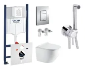 Комплект інсталяції Grohe Rapid SL 4в1 та підвісного унітазу з кришкою Koller Pool Round Smart Rimless Tornado 3,0 + гігієнічний душ Qtap (3884000G/38732000/RN-0490-RQ3/QTINSVARCRMV01)