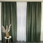 Щільні однотонні штори блекаут/blackout, комплект штор зі щільної портьєрної тканини Зелені