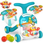 Дитячі ходунки каталка, ігровий розвиваючий столик 2 в 1 Caretero Spark Бірюзовий, ходунки дитячі, каталка для малюків, розвиваюча іграшка, інтерактивні ходунки, столик для ігор, музичні ходунки, легкі ходунки штовхач