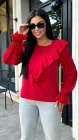 Блуза з рюшами Арт LARA-667 червоний 48-50