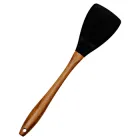 Силіконова лопатка для сковороди 33 см лопатка кухонна з дерев'яною ручкою