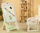 Мольберт дитячий зі стільцем Caretero Toyz TED магнітний, регульований, дитячий мольберт для малювання, мольберт настільний, набір з маркерами та магнітами для творчості дітей від 3 років, дитячий стілець з мольбертом