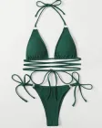 Жіночий роздільний купальник бікіні з довгими зав'язками M зелений (СК-1113MG)