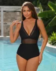 Суцільний купальник з V вирізом S чорний (СК-1111SB)