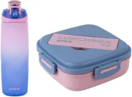 Набір Пляшка для води Kite 760 мл Фіолетово-рожева + Ланчбокс з роздільником Kite 1100 мл Рожевий (K24-1200-2+K23-186-3)