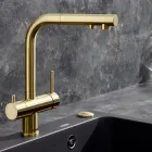 Змішувач кухонний з гнучким виливом BLANCO 526694 FONTAS-S II двоважільний кран на кухню золотий матовий