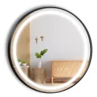Дзеркало з LED подсветкой лица кругле в чорній рамі ПВХ 40 на 40 см, с механічним вимикачем, модель Amica La Mir (610191814040)