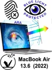 Захисна матова з фільтром для очей від синього спектру, антиударна плівка для MacBook Air 13.6" (модель 2022 року) антивідбиток, антивідблиск, проти подряпин