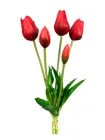 Букет штучних декоративних тюльпанів 5 суцвіть латекс 41 см червоний (К07065)