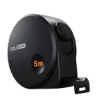 Рулетка Deli Home 5 метрів х 19 мм Чорна вимірювальна рулетка зі сталевою стрічкою шириною 19 мм фіксатором і посиленим корпусом ударостійка ергономічна точна зручна для будівельних і ремонтних робіт надійний інструмент для дому та професіоналів