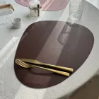 Підтарельник у формі пелюстки 45х37 екокожа Сервірувальна серветка Килимок під тарілку темно - коричнева