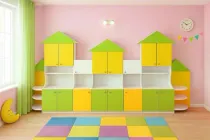 Дитяча стінка для іграшок "Село" DS-879 Gap 3500x400x1500 мм жовтий