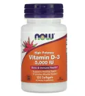 Високоефективний вітамін D3 125 мкг (5000 МО) NOW Foods 120 капсул