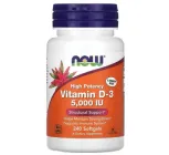Високоефективний вітамін D3 125 мкг (5000 МО) NOW Foods 240 капсул