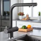 Змішувач кухонний з підключенням до фільтра BLANCO 525200 FONTAS-S II двоважільний кран на кухню з гнучким виливом антрацит